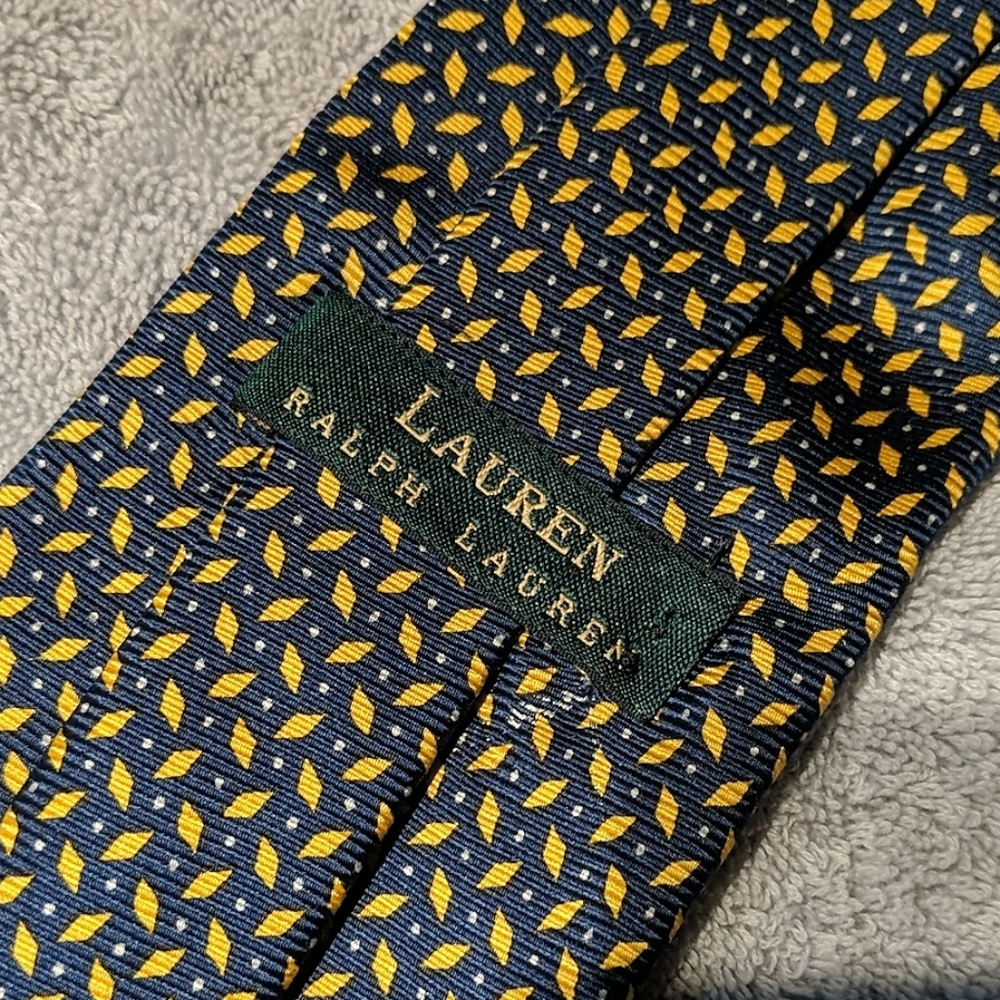 Lauren Ralph Lauren Blue Gold Geometric tie #53
